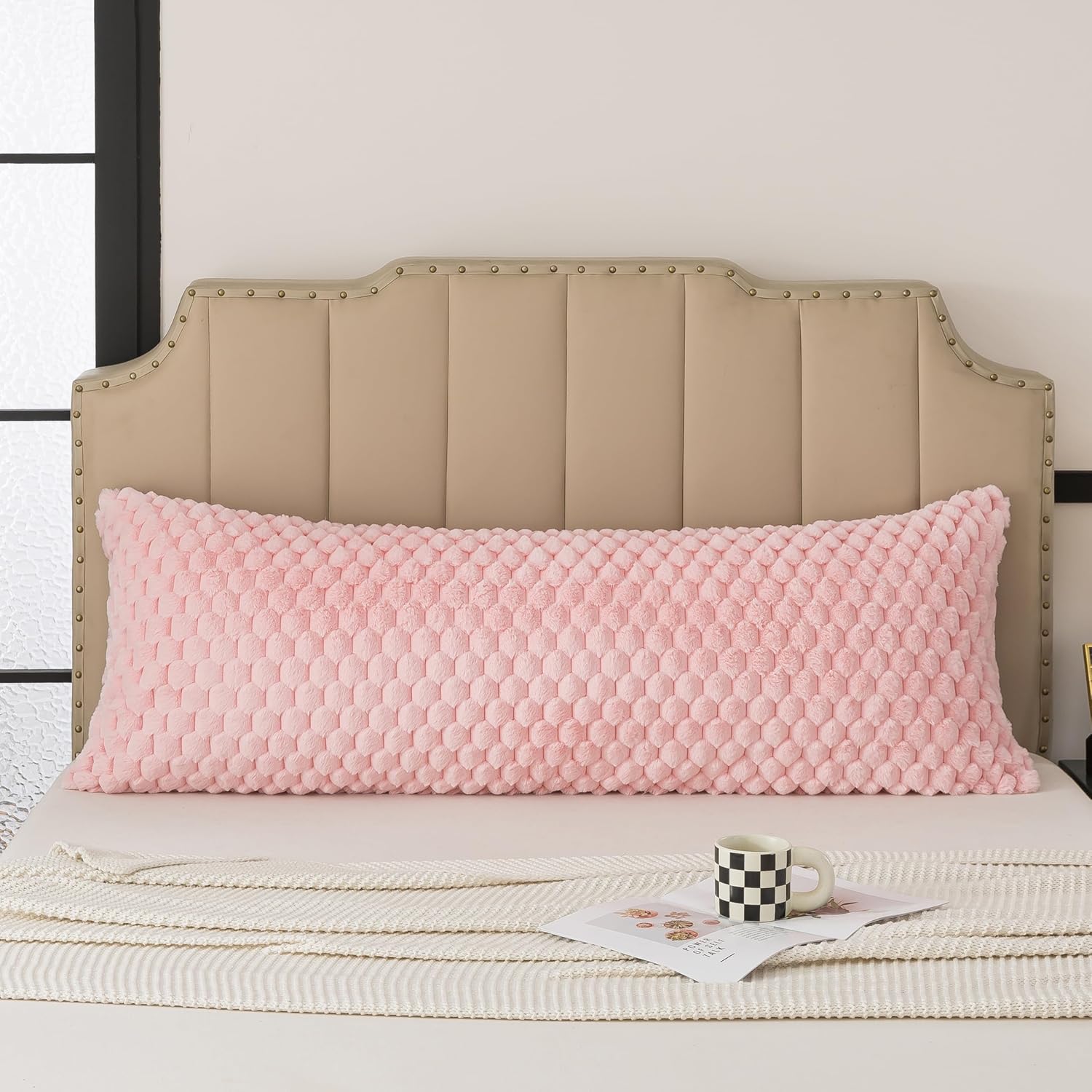 H HOUSEHOLD Double-Sided Plush Body Pillowcase Ultra Soft Cozy Perfect for Comfort and Relaxation Pink Body Size 20