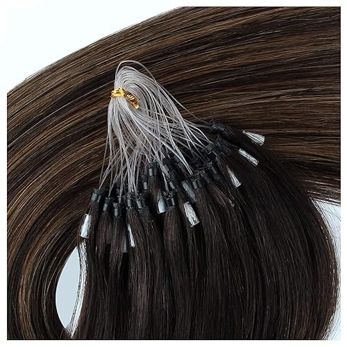 Miniatura 4 de ABH AMAZINGBEAUTY HAIR Microlink - Extensiones de cabello humano real, color marrón oscuro a castaño #262 1.76 oz, micro bucle balayage, extensiones