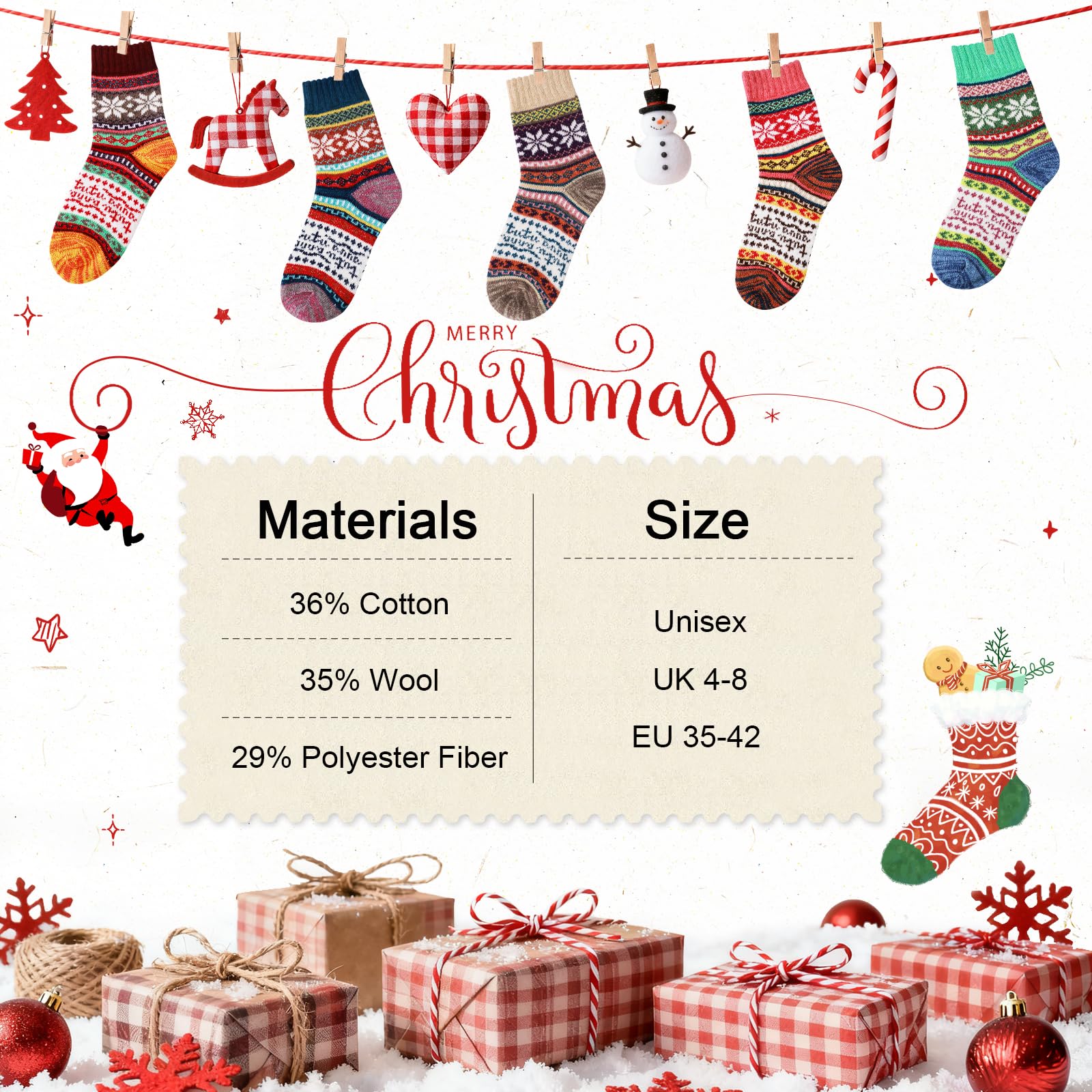 Airabc Thermal Winter Women Socks 5 Pairs Warm Christmas Socks for Women product thumbnail 4