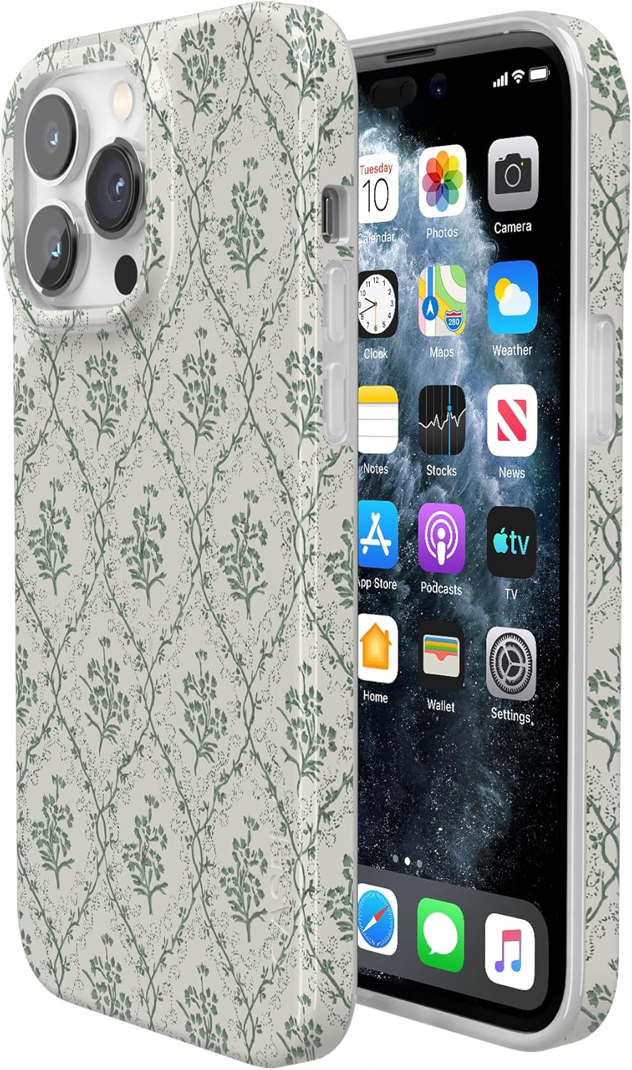 Casely iPhone 14 Pro Case | Sage Tapestry | Floral Vines | Compatible with MagSafe | Classic Ultra Slim Design