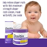 Desitin Maximum Crème à l'eau de la couche de force, 40% Crème d'oxyde de zinc, pour soulagement immédiat, dermatologue et pédiatre testé, aide à guérir, 454g