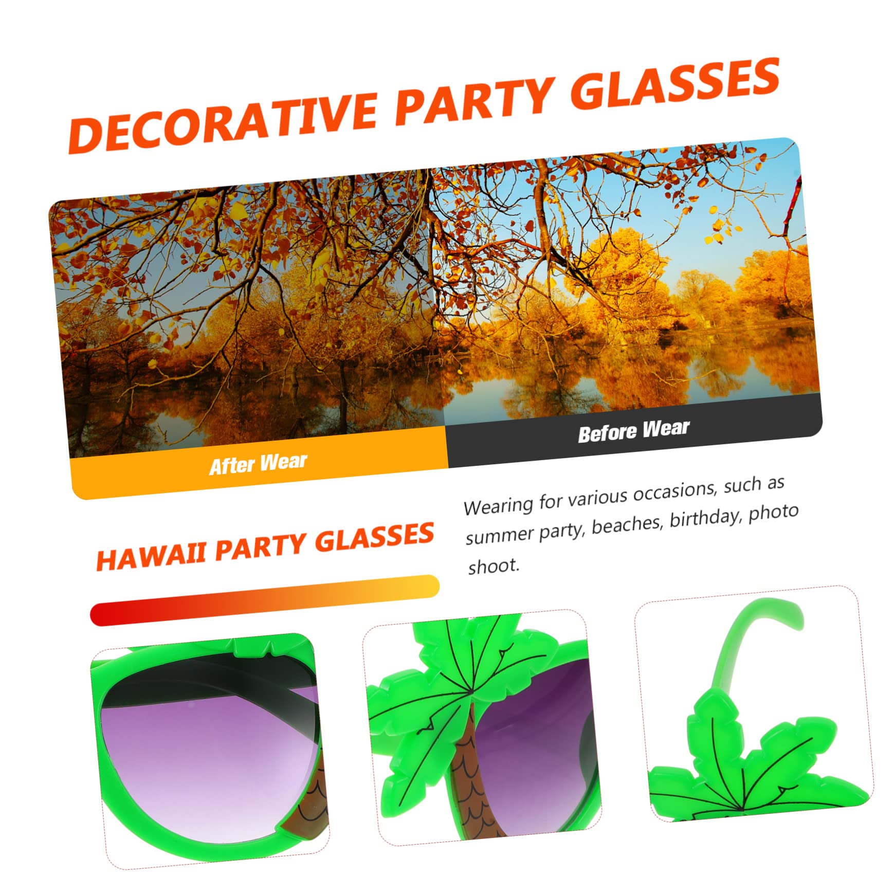 Ciieeo 5 Sätze Hawaiian Party Brille Lustige Sonnenbrille Für Beach Party Dekorationen Tropische Kostümbrille Mit Kokosnuss Design Für Unvergessliche Feiern 2 Stücke * 5