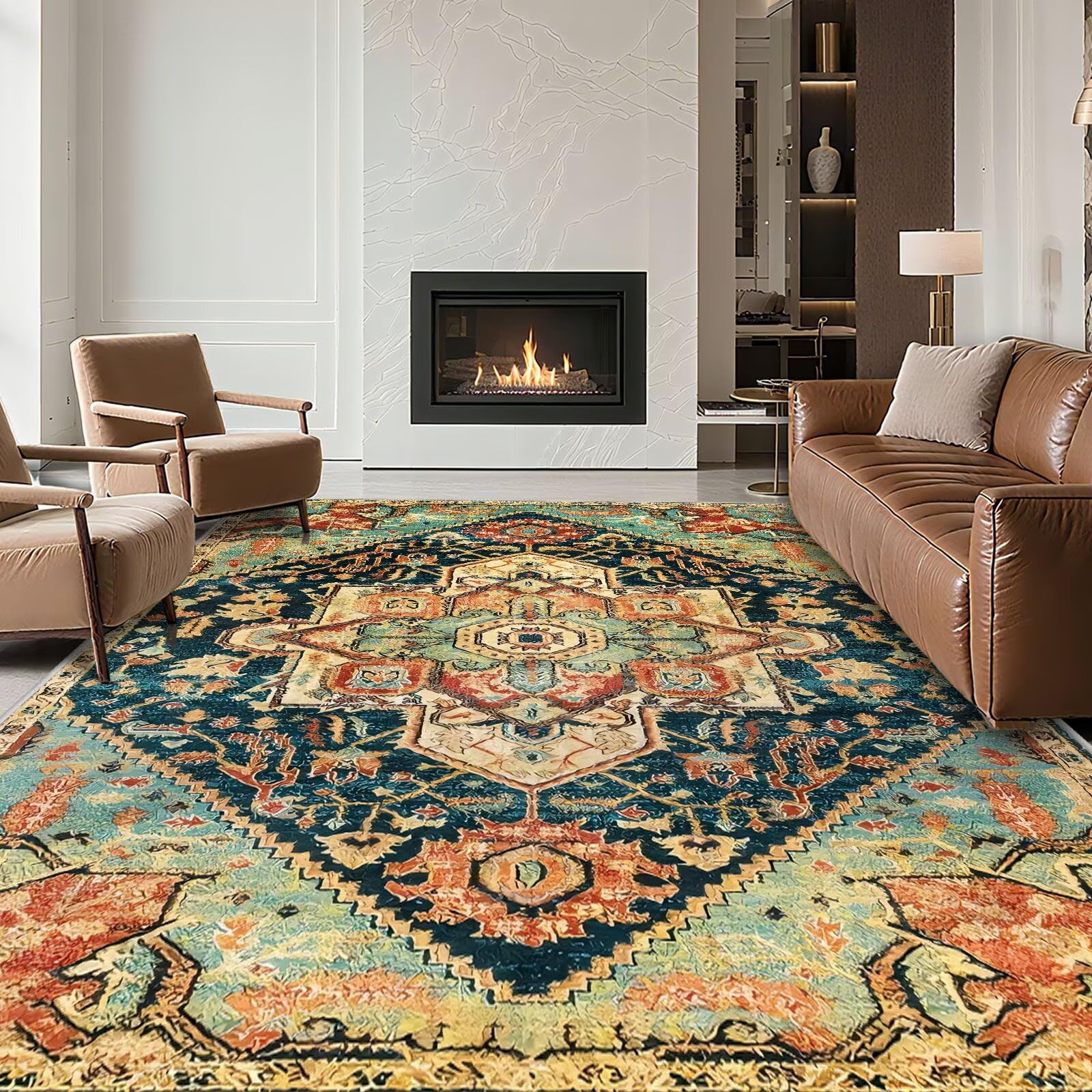 Alfombras pie de cama lavables modernas en color azul oscuro de fácil cuidado