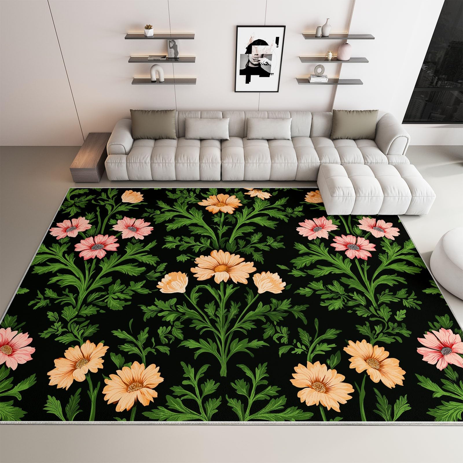 Tapis poil ras moderne doux et antidérapant lavable en machine