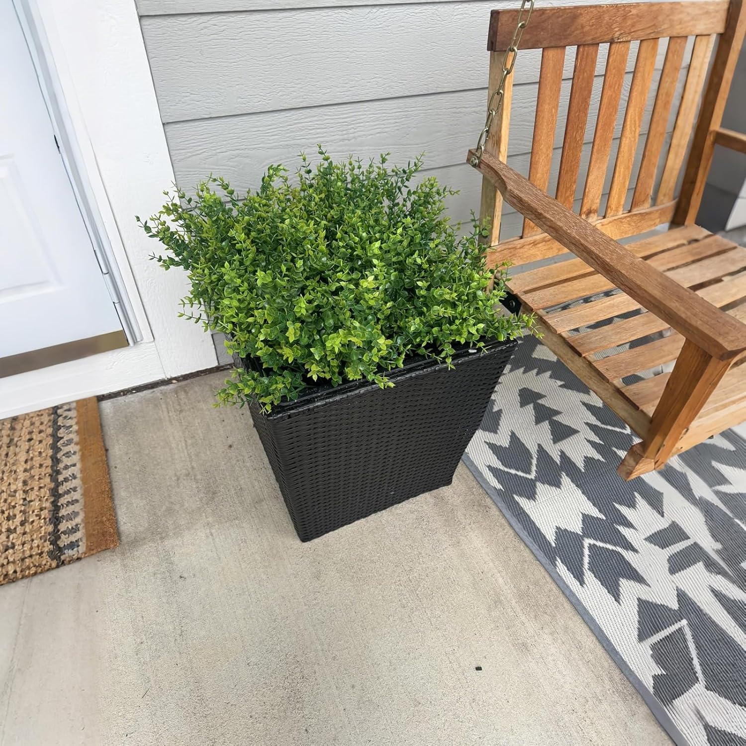 8 Bundles UV Resistant & Non-Fading Artificial Boxwood Shrubs - Fake Greenery Plants for Outdoor Indoor, Farmhouse, Garden, Porch, Patio, Wedding Decoration - Image 7