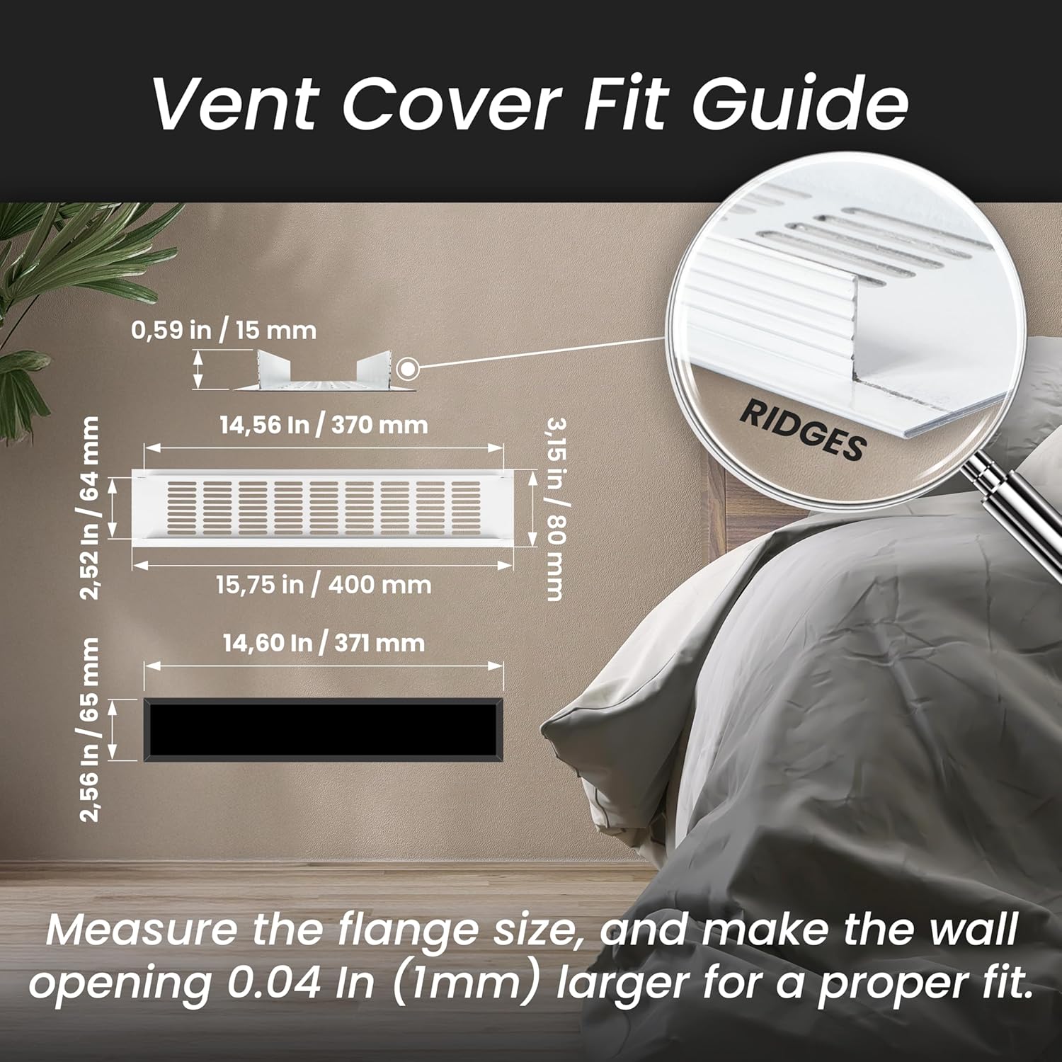 Repa Market Cabinet Vent Gold 15.75" x 3.15" (Frame Size) Aluminum Toe Kick Vent Cover for Kitchen Plinth, Furniture Vent Register Grille, Air Return Vents for Indoor, Outdoor - Kitchen Vent Cover