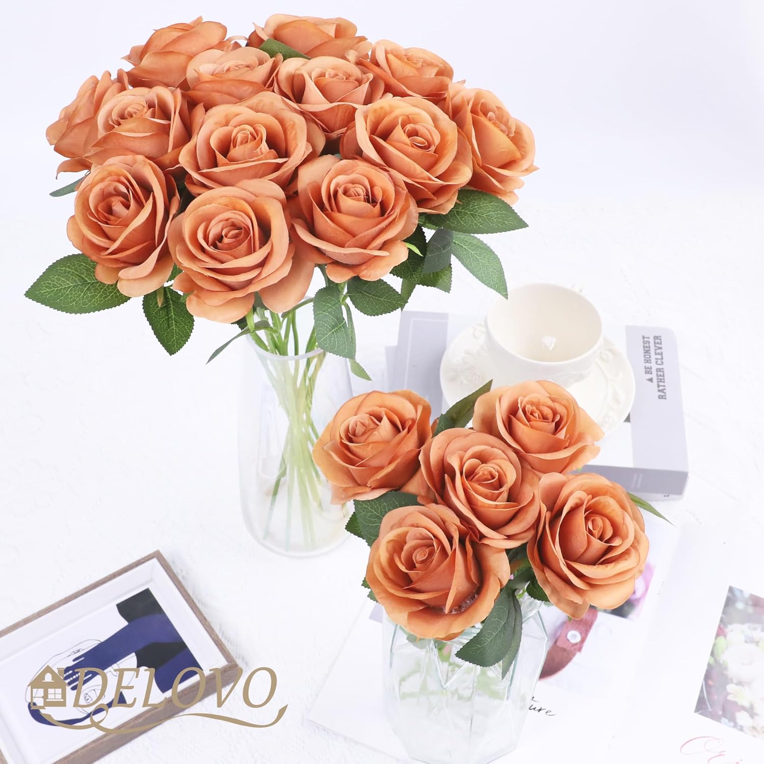 52pcs Terracotta Roses Artificial Flowers Fake Flowers Silk Roses with Stems for DIY Wedding Bouquets Bridal Shower Centerpieces Arrangements Party Decorations - Image 5