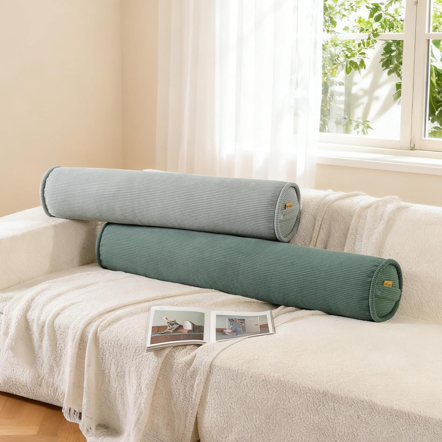 Cuddle Pillow – Corduroy Long Body Pillow for Adults, Cozy Bolster Pillow for Bed, Soft & Supportive for Relaxing Sleep,39 x 7.87 Inches,Grey Green - Image 8