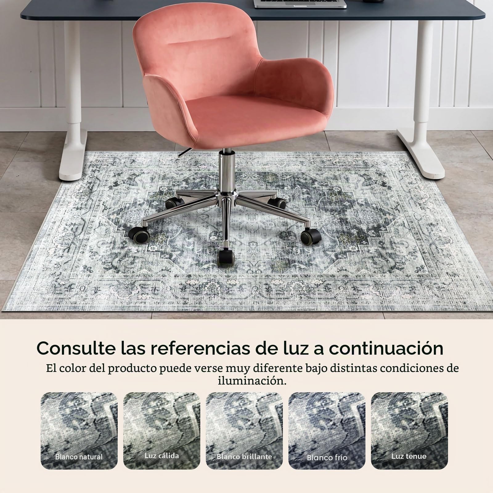 Homcomodar Alfombra Silla Escritorio 90x120cm Gris Protectora Suelo Ruedas Antideslizante para Gaming Oficina Ordenador