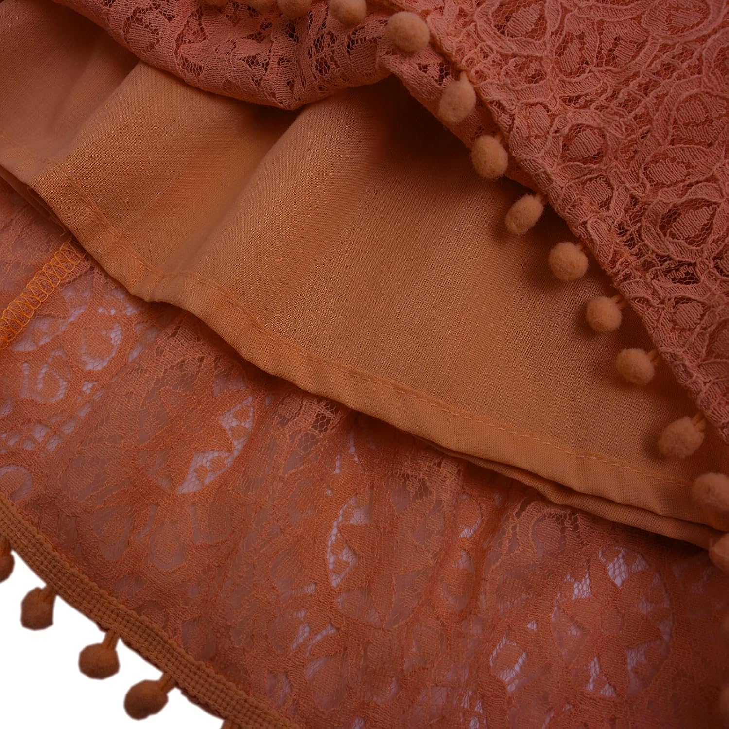 Toddler Girls Lace Dress Pom Pom Ruffle Sleeve Kids Party Birthday Princess Dresses for Age 12 Months-5 Years - Image 5