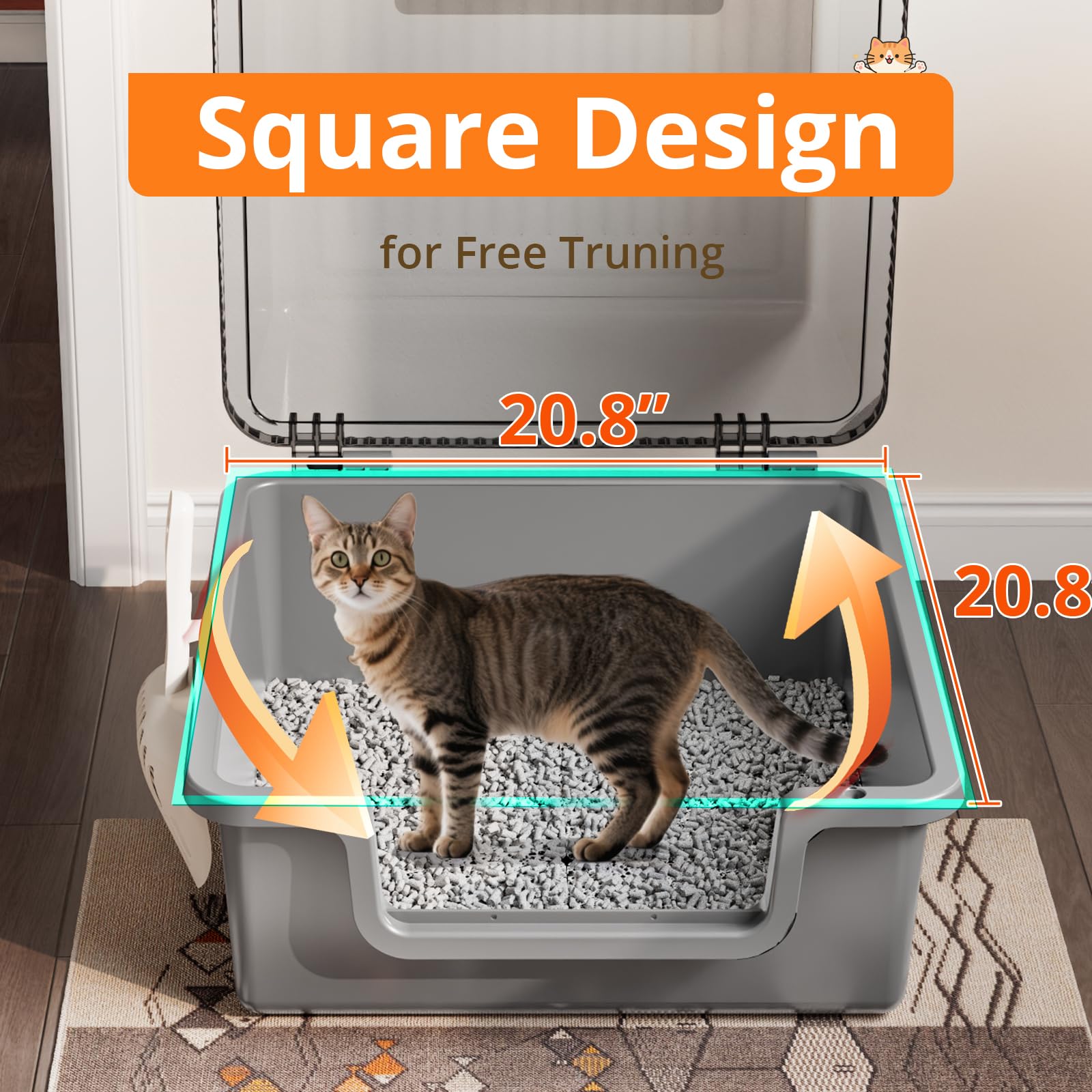 Oneluck XXL Covered Cat Litter Box with Scoop,Easy to Clean,Extra Large Non-Stick Pan for Multi-Cat Households - image 5