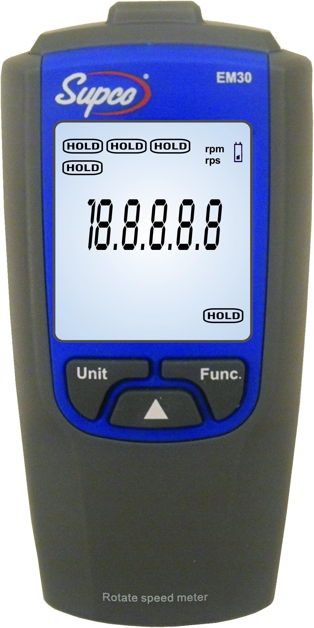 Supco EM30 Tachometer, 2.4" Length x 1.2" Width x 4.7" Height, 100 to 30000 RPM