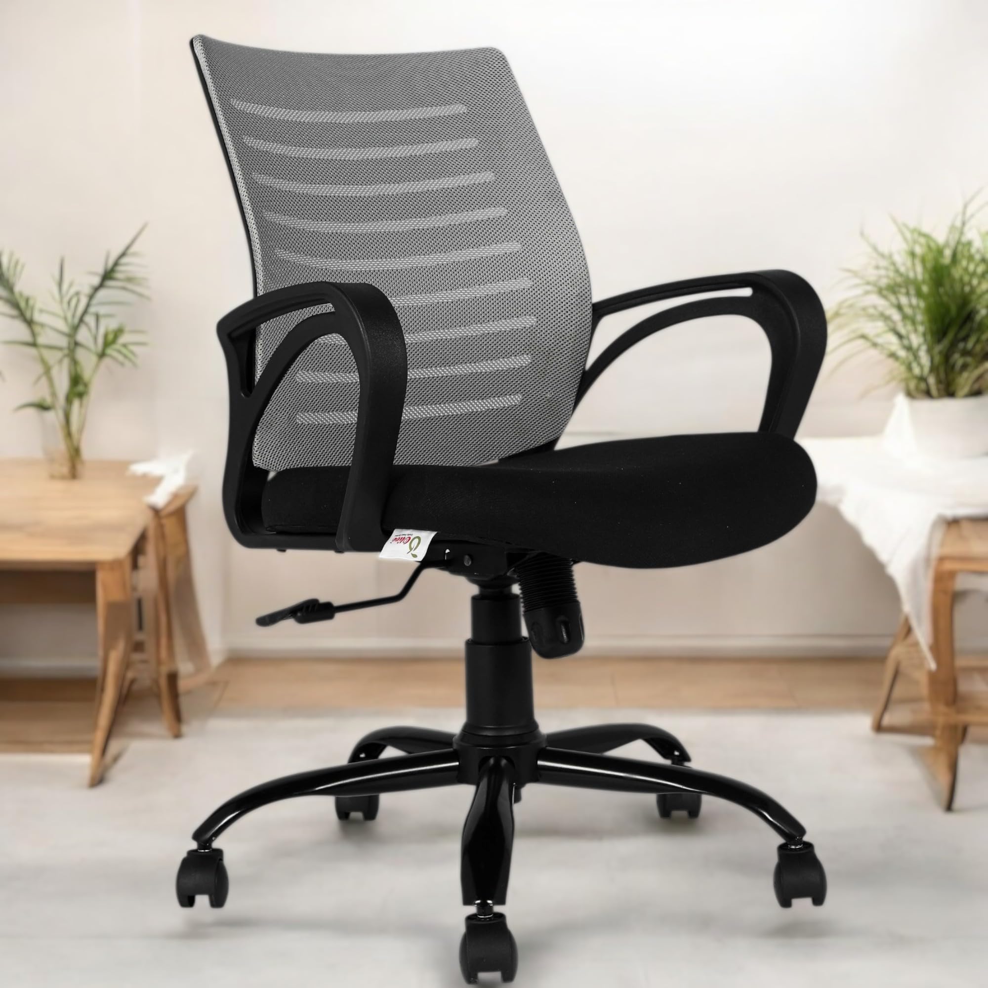 Star OC10 Ergonomic Mesh Mid Back Office Chair | Ergonomic Office, Study, Revolving, Computer Chair for Work from Home Heavy Duty Metal Base, Seat Height Adjustable (Grey)