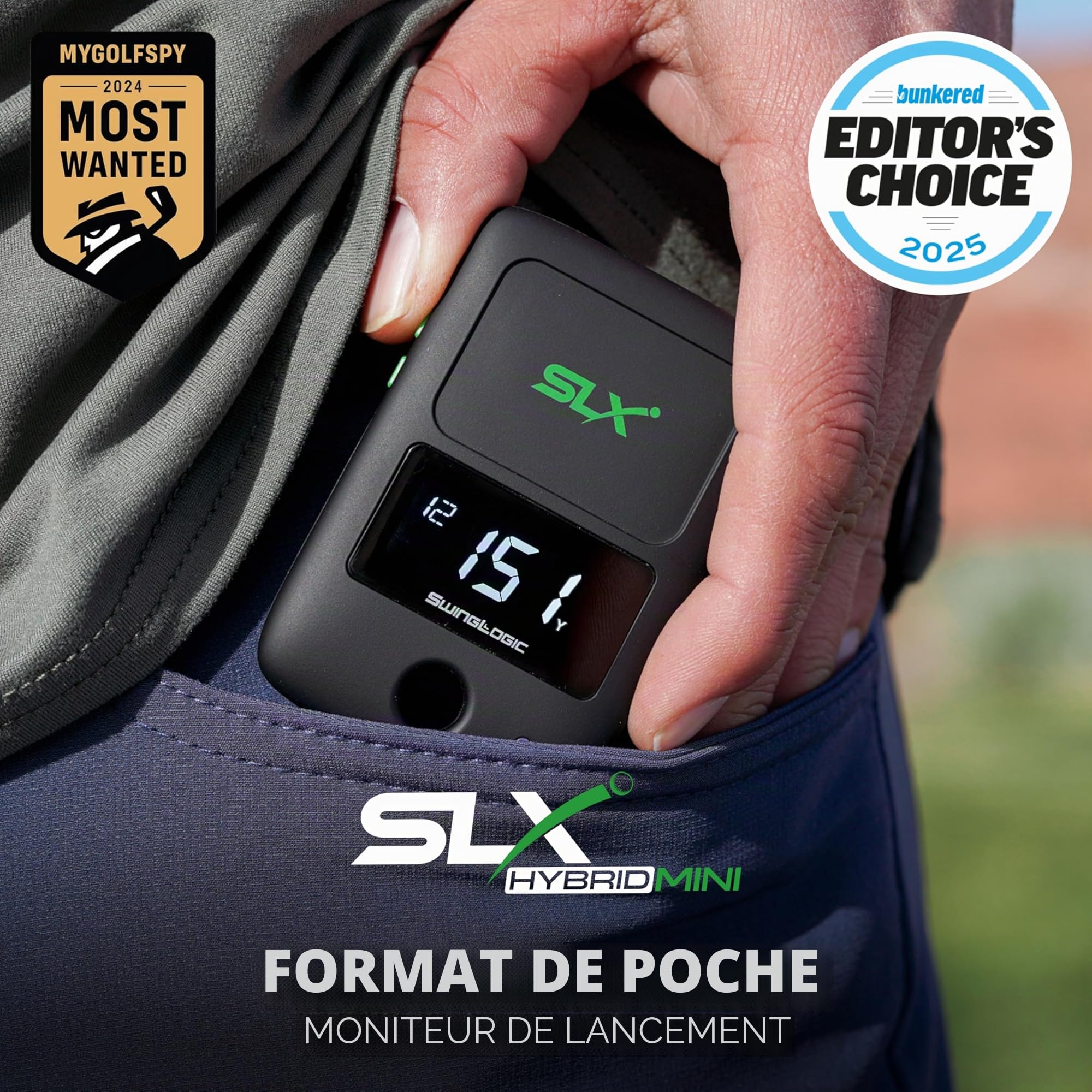 Swing Logic SLX Mini Moniteur de Lancement de Golf Portable – Distance, Vitesse de Balle, Vitesse de Tête de Club, Facteur de Casse