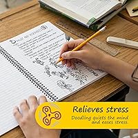 Vista 5 de DoodleWrite - Cuaderno espiral de alambre con rayas anchas, paquete de 3, incluye instrucciones de Doodle para mantener el enfoque, despertar