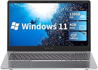 SGIN 15.6 Inch Laptop, 4GB DDR4 128GB SSD Laptops with Intel Celeron N4020C(up to 2.8 GHz), Intel UHD Graphics 600, Webcam, Mini HDMI, WiFi, USB3.0, Bluetooth 4.2