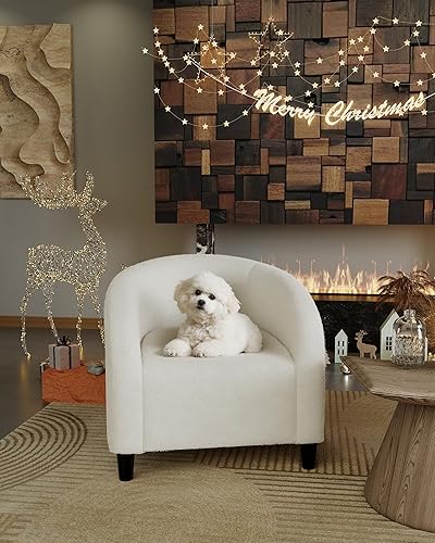 Miniatura 4 de GarveeHome Silla decorativa para sala de estar, sillas de barril Boucle, sillones redondos para dormitorio, sala de espera, oficina, sillas de