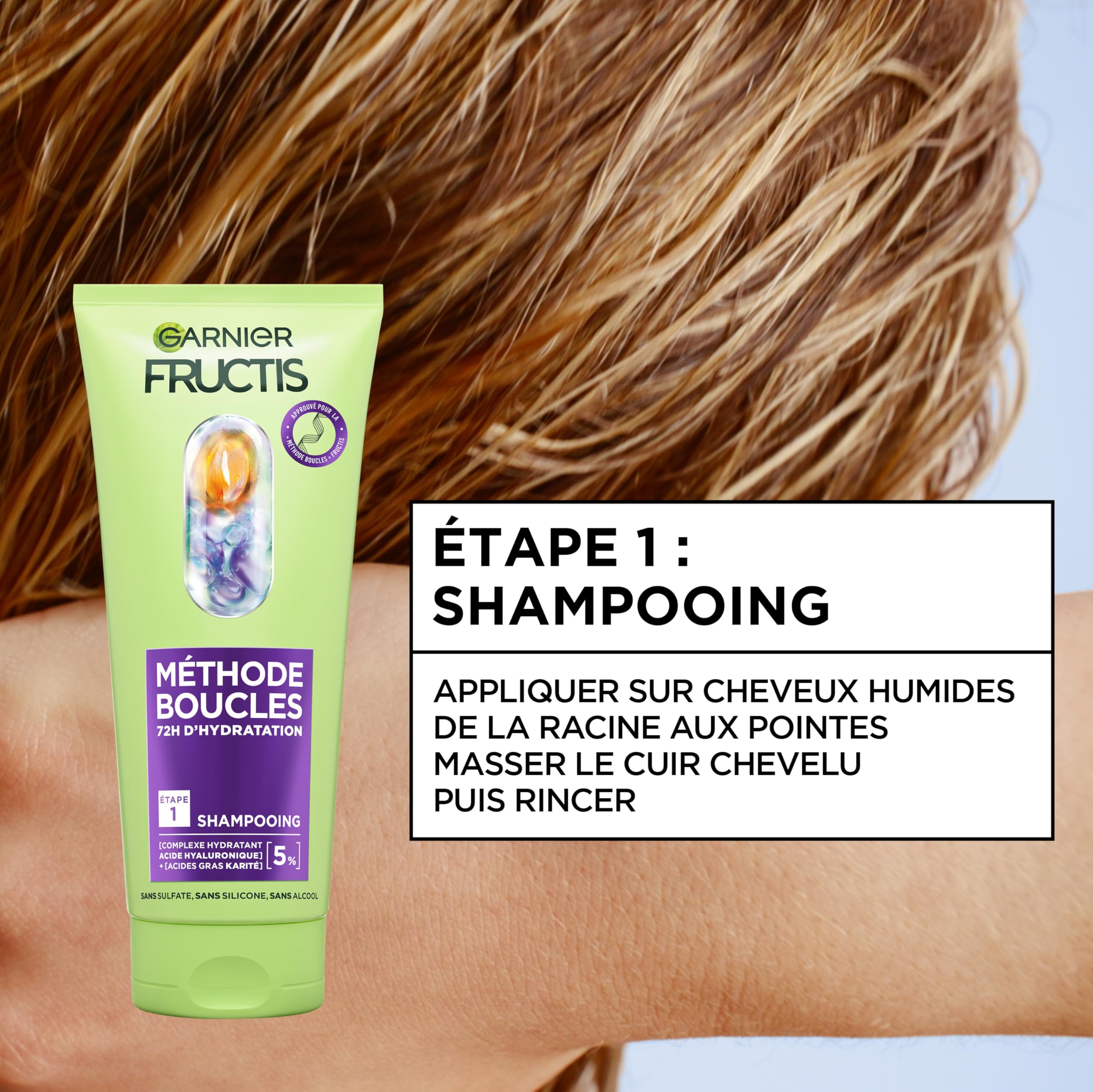 Garnier Fructis Metodo Riccioli Routine Shampoo, Maschera, Spray Idratante con Acido Ialuronico e Burro di Karité