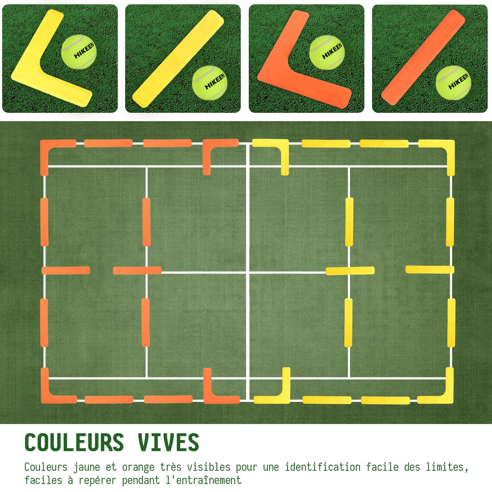 BOOSTEADY Kit de Marqueurs de Terrain de Pickleball, Lot de 1 ou 3 Marqueurs de Lignes de Terrain, Marqueurs pour Terrain de Tennis Pickleball, Marqueurs de Lancer Antidérapants Résistants au Vent