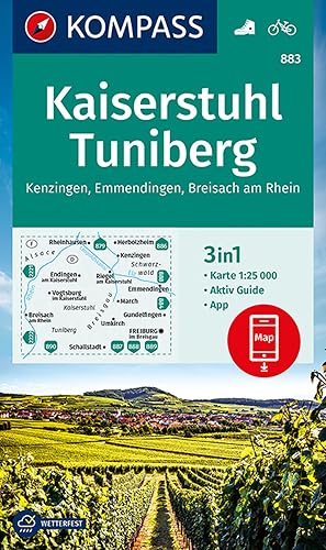 KOMPASS Wanderkarte 883 Kaiserstuhl, Tuniberg, Kenzingen, Emmendingen, Breisach am Rhein 1:25.000: 3in1 Wanderkarte mit Aktiv Guide inklusive Karte ... Verwendung in der KOMPASS-App. Fahrradfahren.