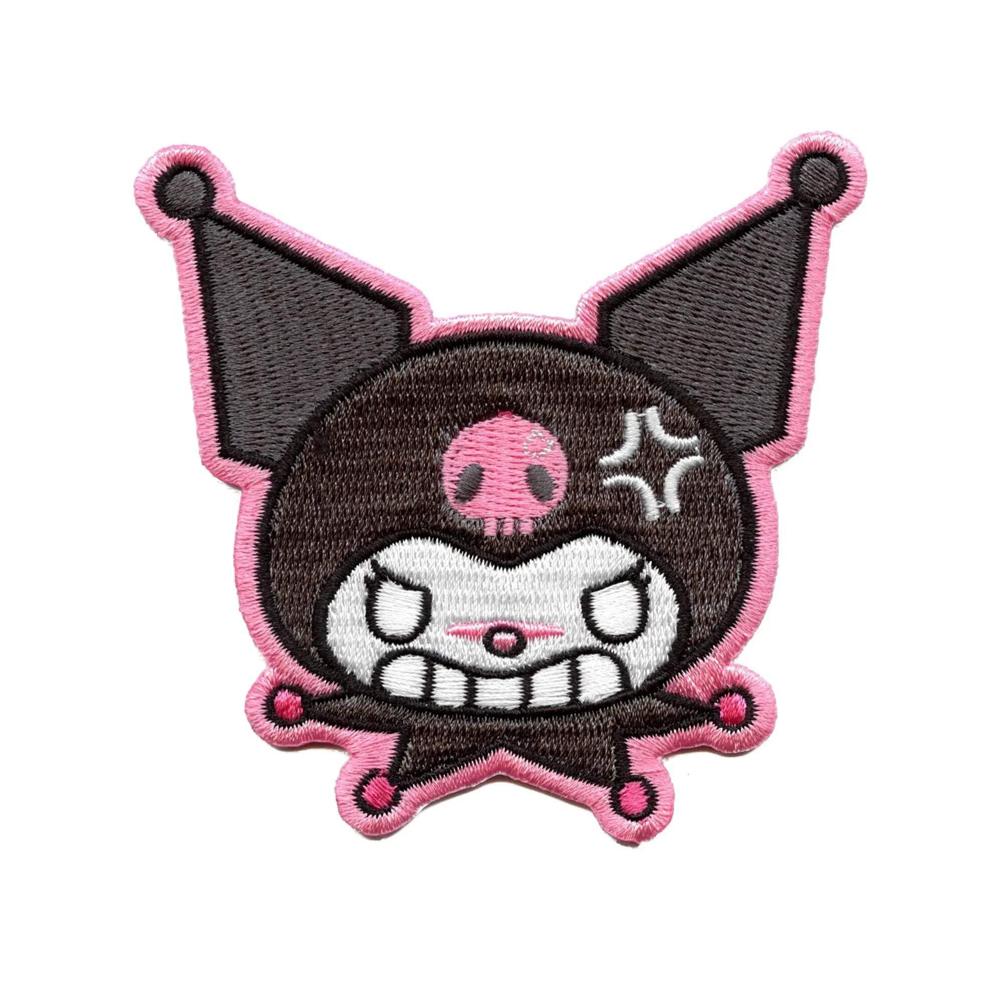 for Kuromi Mad Face Patch Hello Kitty Biker Embroidered Iron On