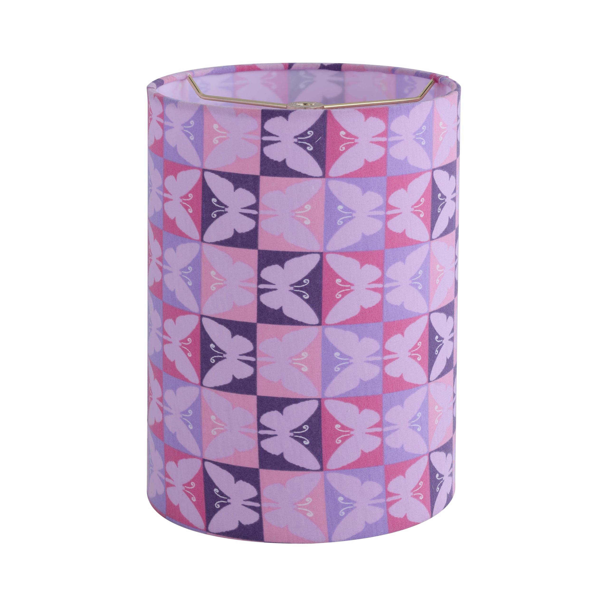 Aspen Creative 31622 Contemporary Drum (Cylinder) Shaped Spider Construction Lamp Shade in Lavendar Purple with Butterfly, 8" wide (8" x 8" x 11")