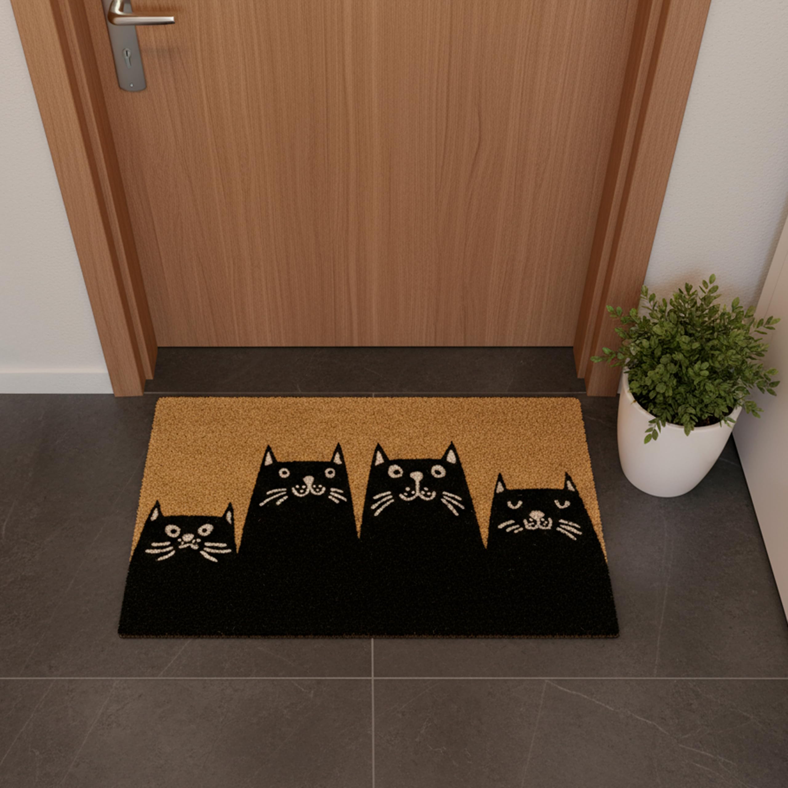OKu-Tex Raja Zerbino In Fibra Di Cocco Con Scritta "Welcome" - Antiscivolo, Per Interni/Esterni (Nero/Rosso, 35x60 Cm)
