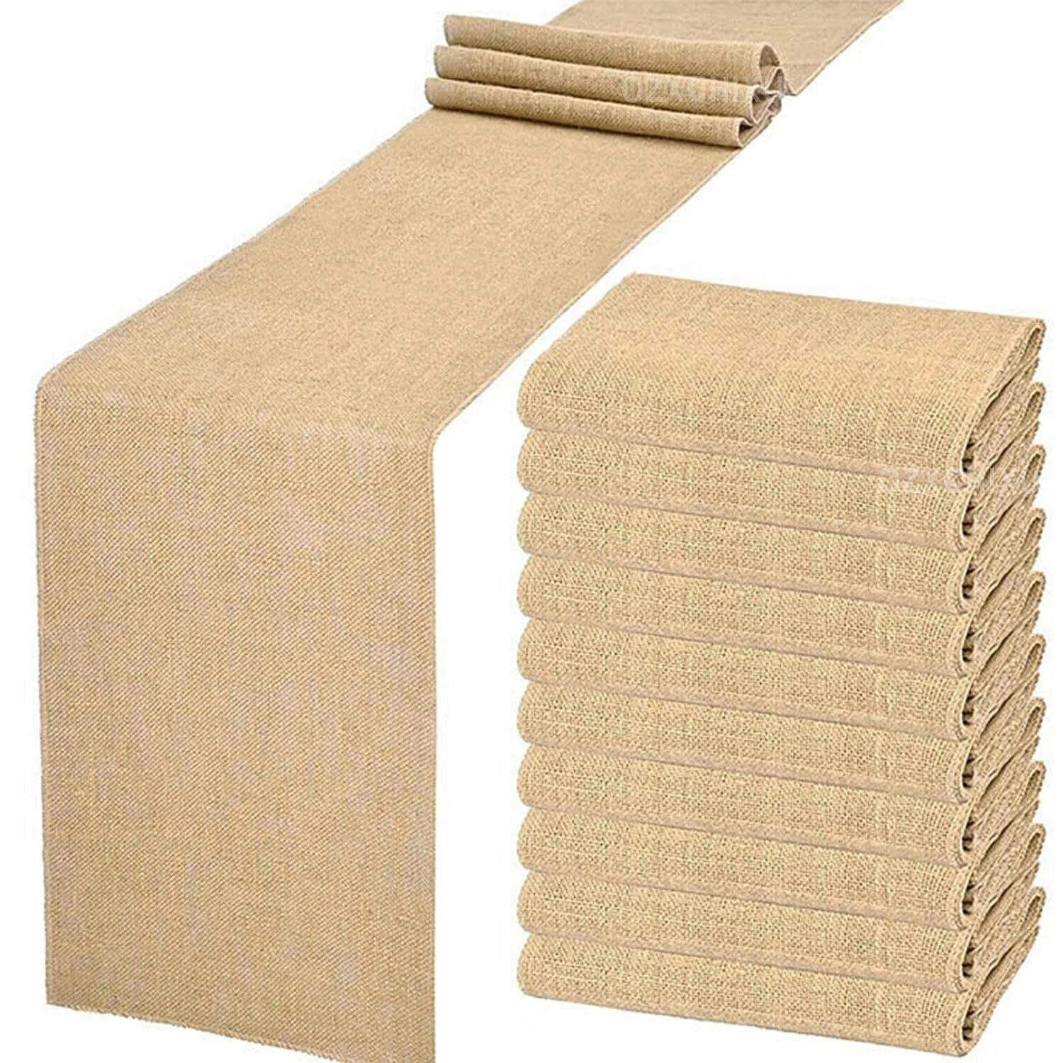 RAEF Chemin de Table en Jute, 30x275cm, 5 pièces, Chemin de Table Rustique en Toile de Jute et Dentelle hessienne pour décorations Artisanales de Mariage et de fête