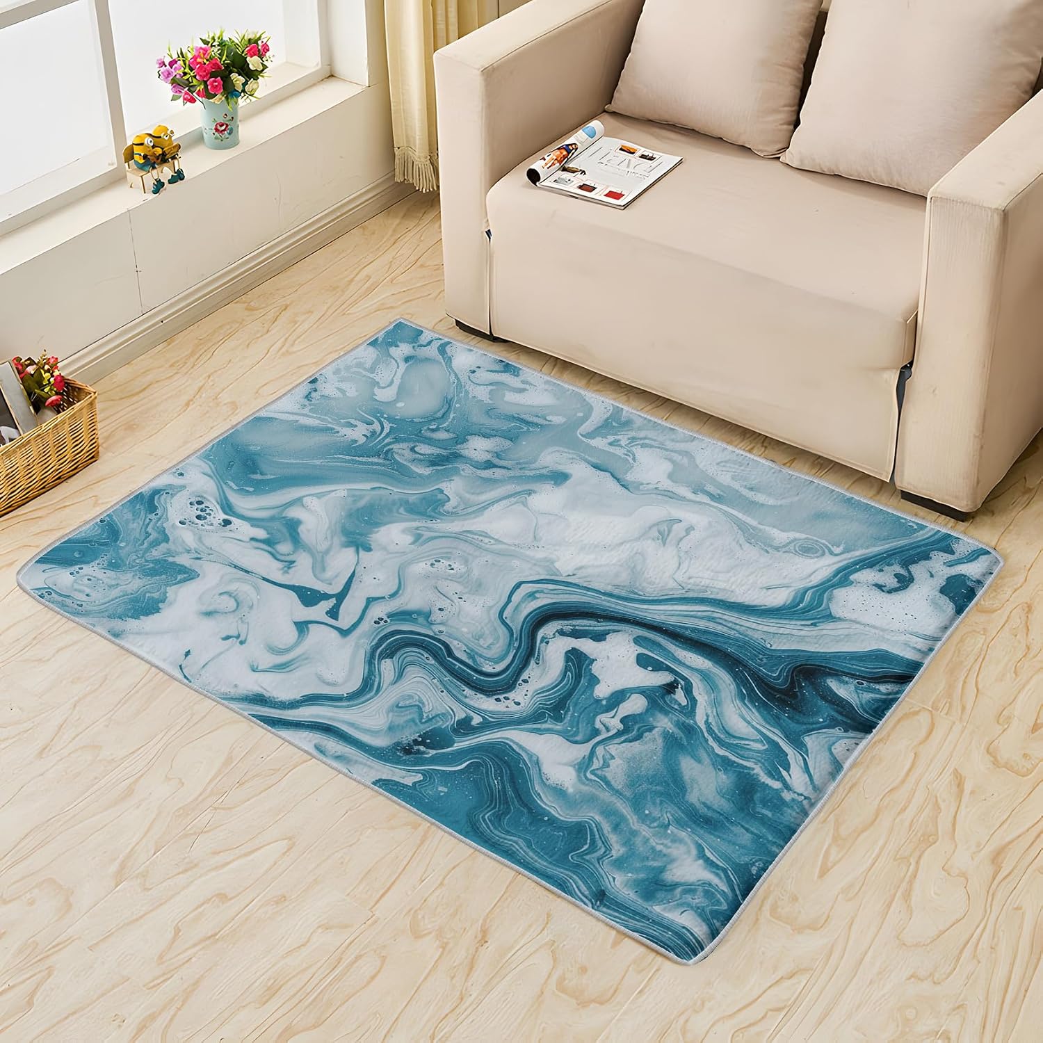 Marble Rug 2x3 Door Mat for Entryway, Abstract Area Rugs for Living Room Bedroom, Modern Indoor Carpets, Machine Washable, Soft & Non-Slip Low Pile Throw Rugs for Entrance