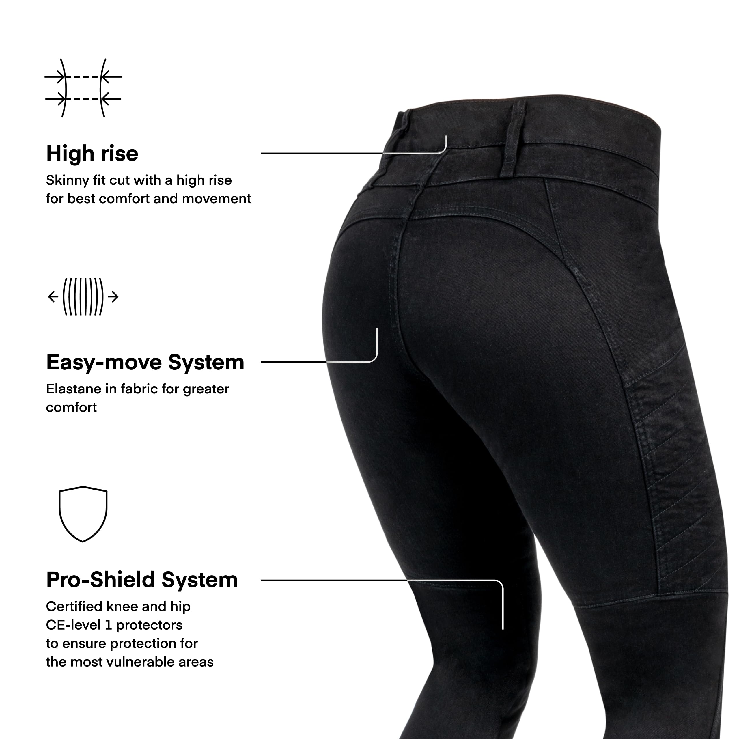 REBELHORN Ash Pantalon de Moto Femme (Lot de 1)