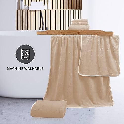 Miniatura 7 de Cosy Family Juego de toallas de microfibra de 8 piezas, 2 toallas de baño, 2 toallas de mano y 4 paños de lavado, toallas ultra suaves y altamente