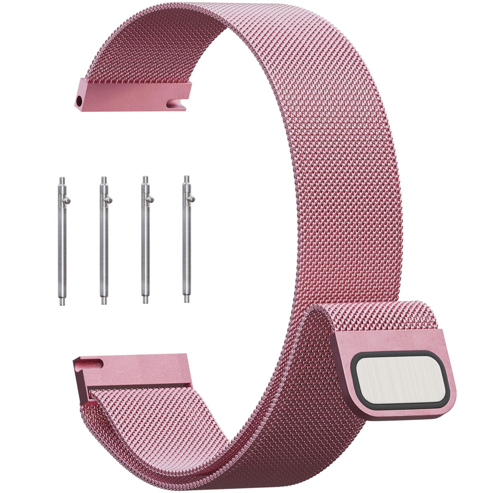 ANDOFUZH Metall-Uhrenarmbänder, gewebt, Schnellverschluss, verstellbares Edelstahl-Ersatzarmband mit Magnetverschluss für Herren und Damen, 14 mm, 16 mm, 18 mm, 20 mm, 22 mm, 24 mm (Rosa, 16mm)
