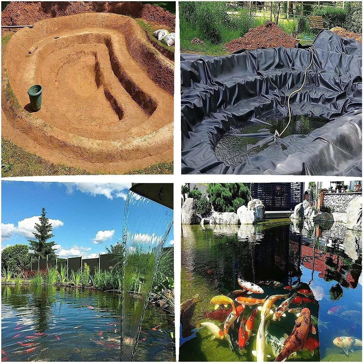 Durable Black Garden Pond Liner - 0.26mm Thick Underlayment for Water Features, Streams & Fountains - 800x100cm (314x39in) Landscaping Essential