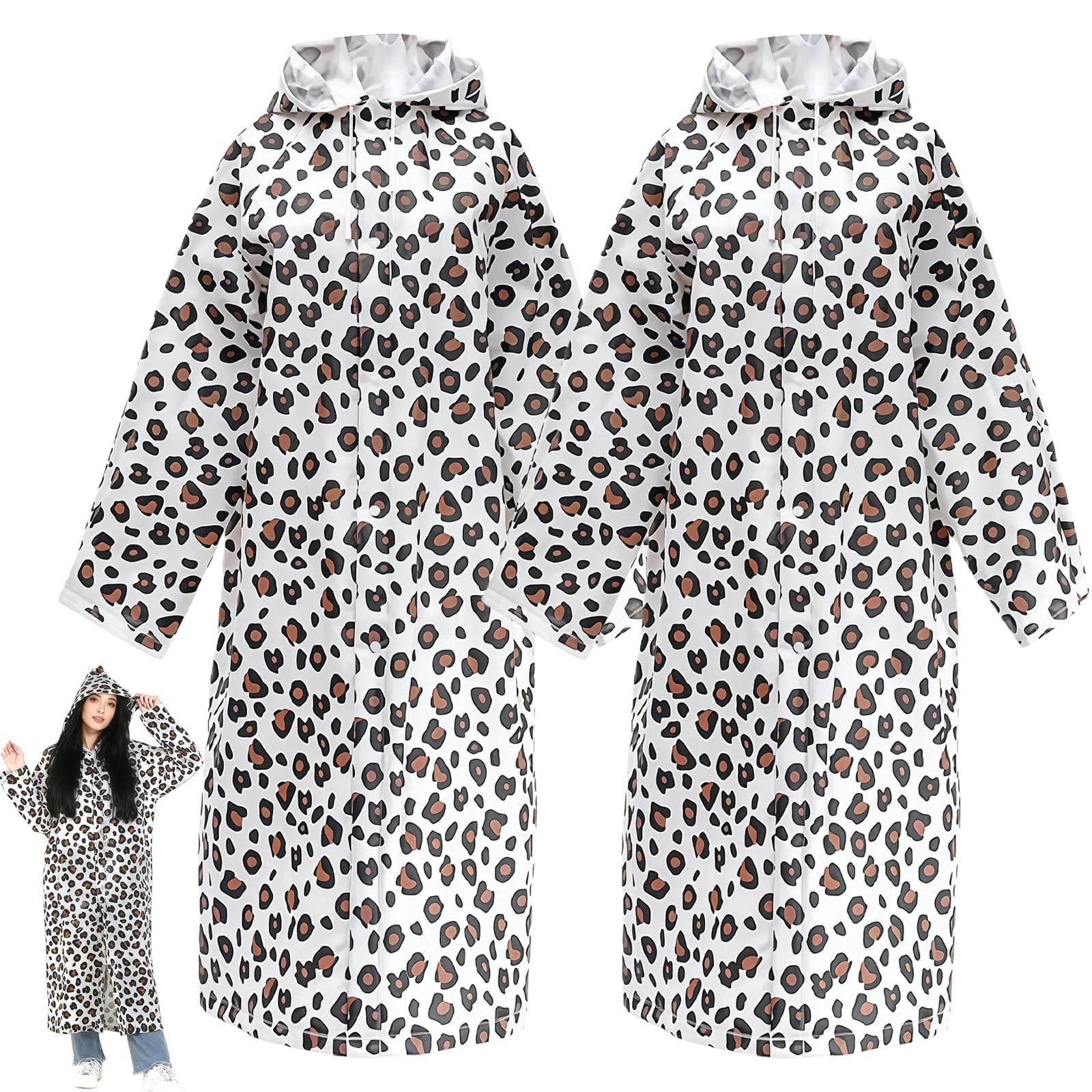 2 Stück Regenponcho, Regenjacke Damen Wasserdicht, Regenjacke Herren Leopardmuster Durchsichtiger Regenponcho, Regen Zubehör Für Wandern Radfahren Camping Reisen