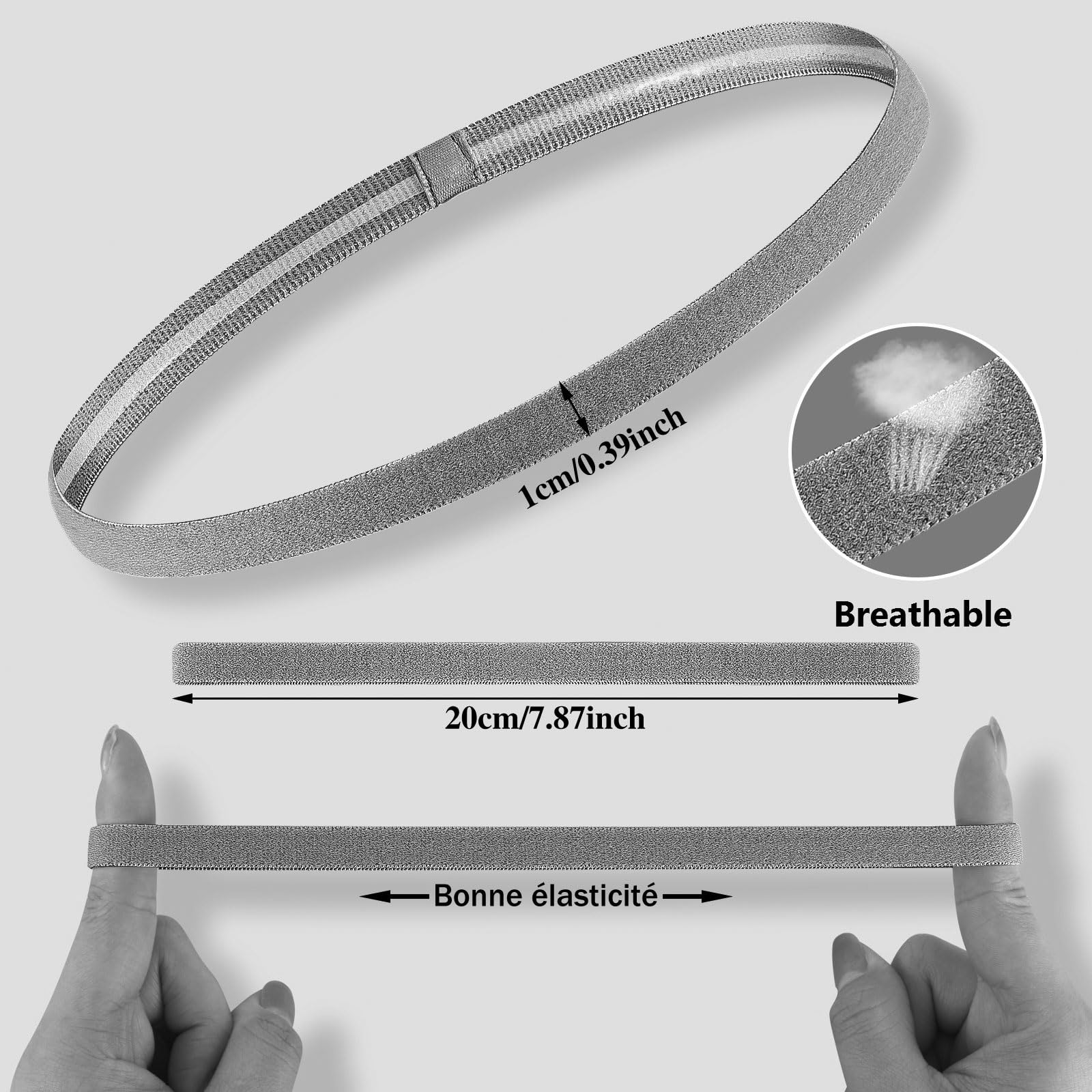 8 Pezzi Fascia Capelli Sportiva Antiscivolo - Elastico Per Yoga, Calcio, Basket E Jogging Per Uomo E Donna - Foto 7