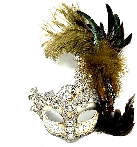 Disfraz de mujer y niña, máscara veneciana de plumas para mascarada, máscara de Halloween, Mardi Gras, fiesta de cosplay