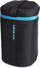 Lens-Aid Thick Padded Eyeglass Pouch - Glasses Case with Zipper and Belt Buckle, Black, L (10 x 18 cm)