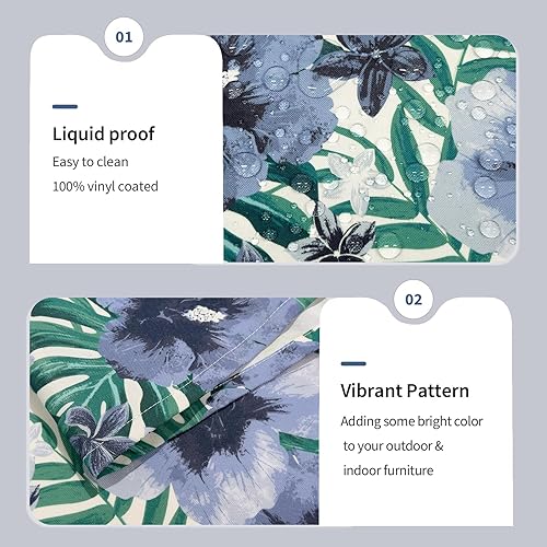 Miniatura 4 de Mantel rectangular para exteriores con agujero para sombrilla y cremallera, 60 x 84 pulgadas, mantel de picnic floral primaveraverano, tela