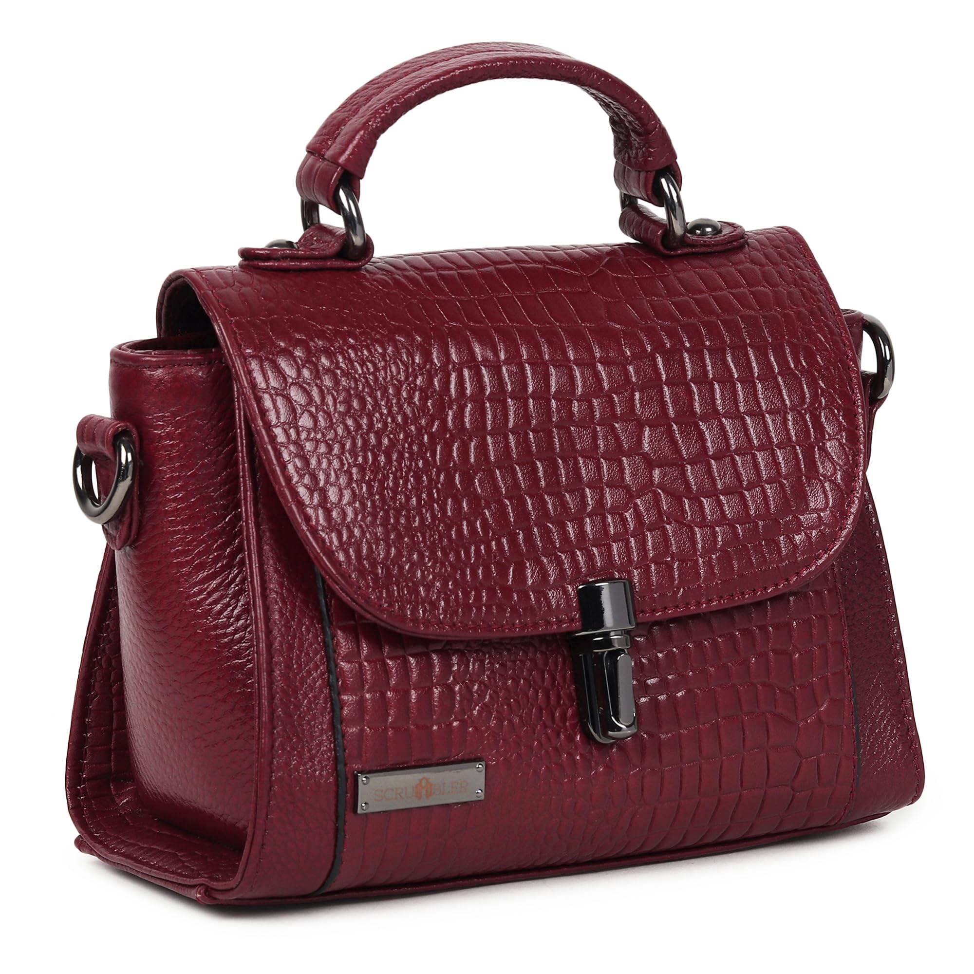 Victoria Satchel Hand-held with Adjustable & Detachable Shoulder Sling Strap for Women |Genuine Leather Crossbody Top Handle Handbag | 10-Year Warranty-image-28