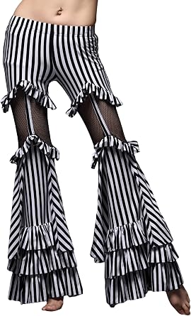 Womens Belly Dance Tribal Style Performance Pants Striped Flared Performance Pants