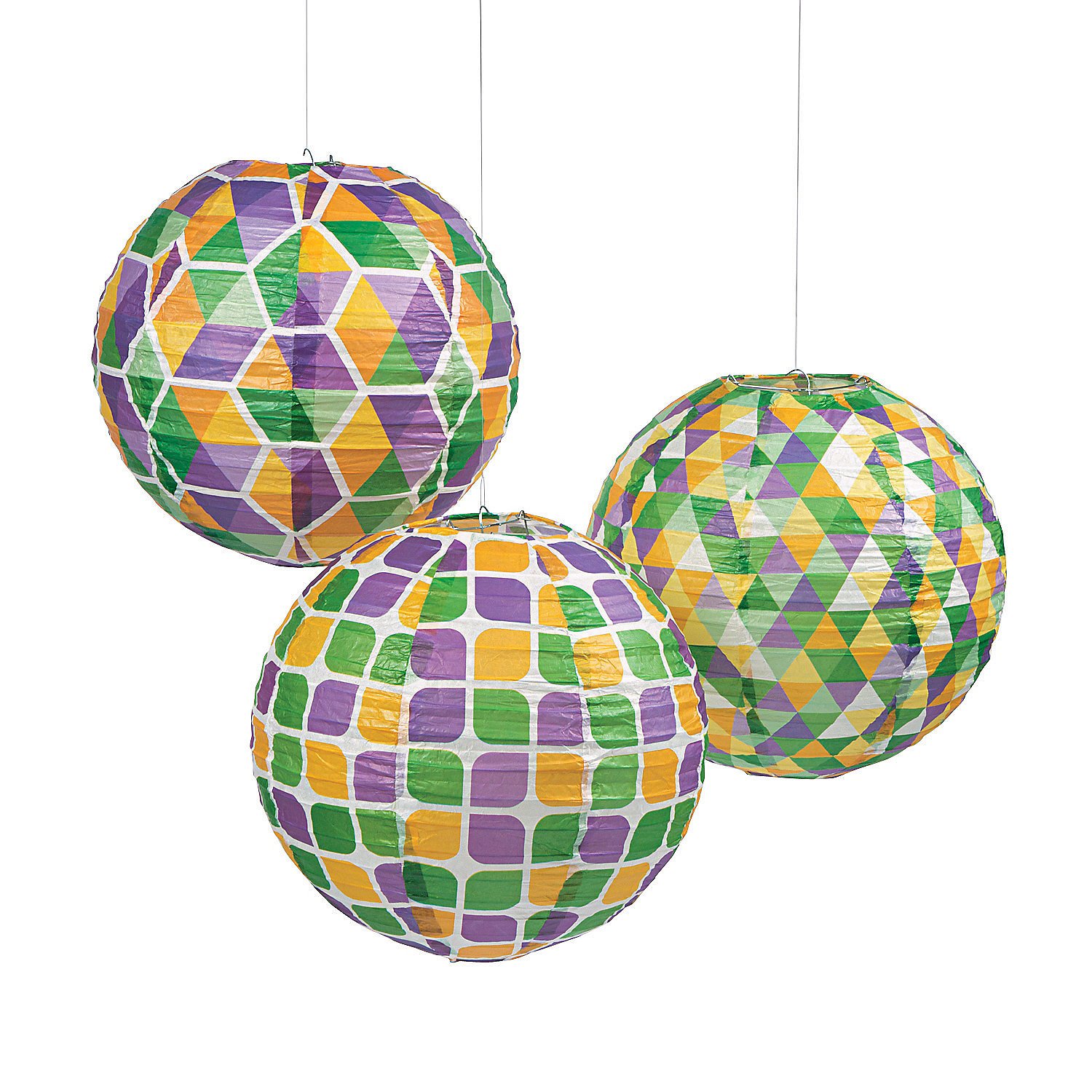 Mardi Gras Hanging Paper Lanterns (set of 6) Party Decor