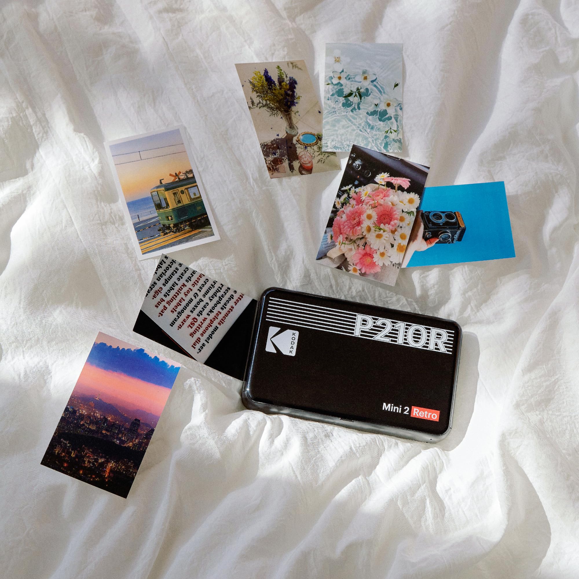 Kodak Mini 2 Retro mobiler Farbig Fotodrucker für Smartphone (iPhone & Android) - Weiß - 8 Blatt (54 x 86 mm, 4Pass-Technologie-Laminierung)