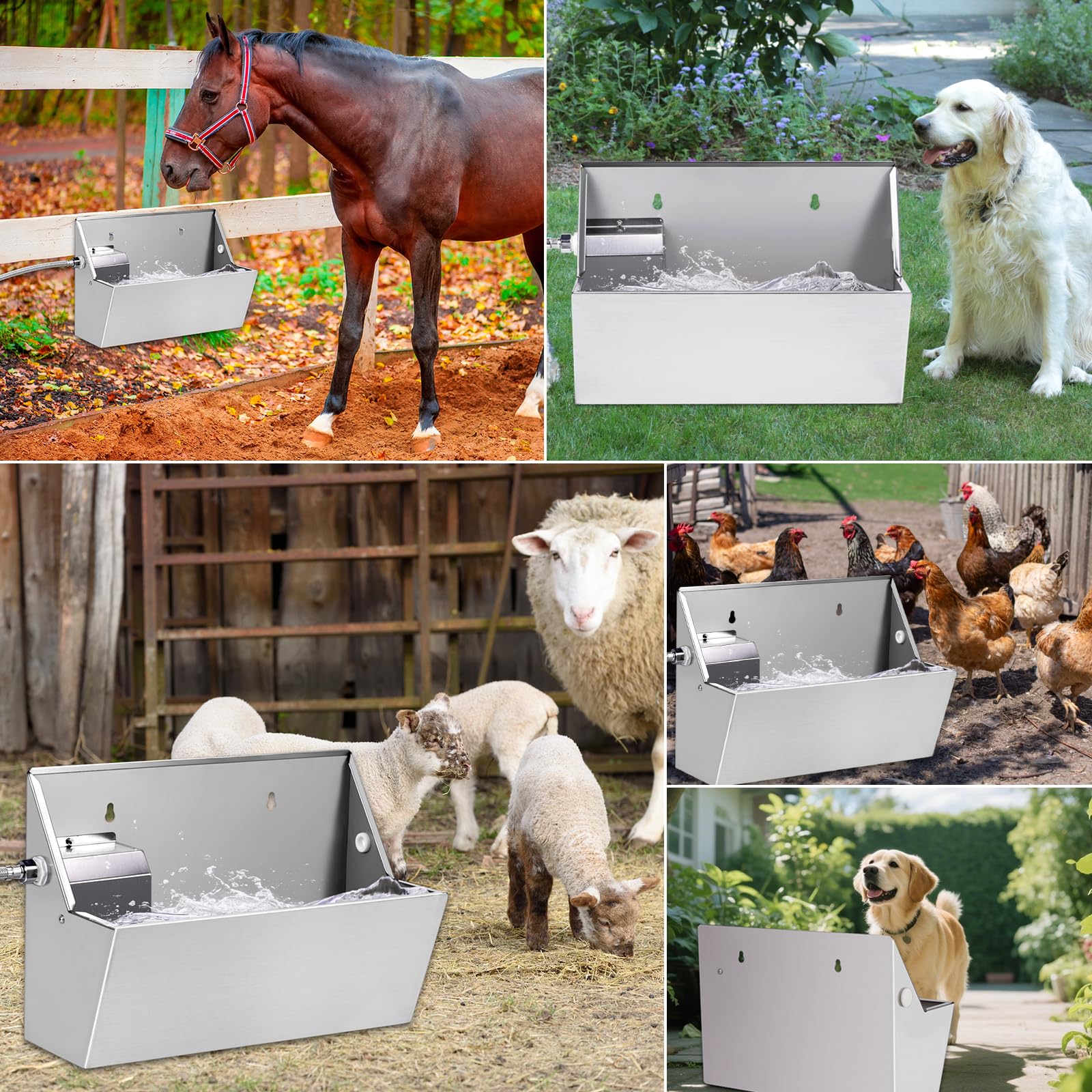 Bebedero Automático para Perros, Dispensador de Agua para Perros de 8L con Llenado Automático, Bebedero de Agua de Exterior para Animales de Granja, Caballos y Pollos