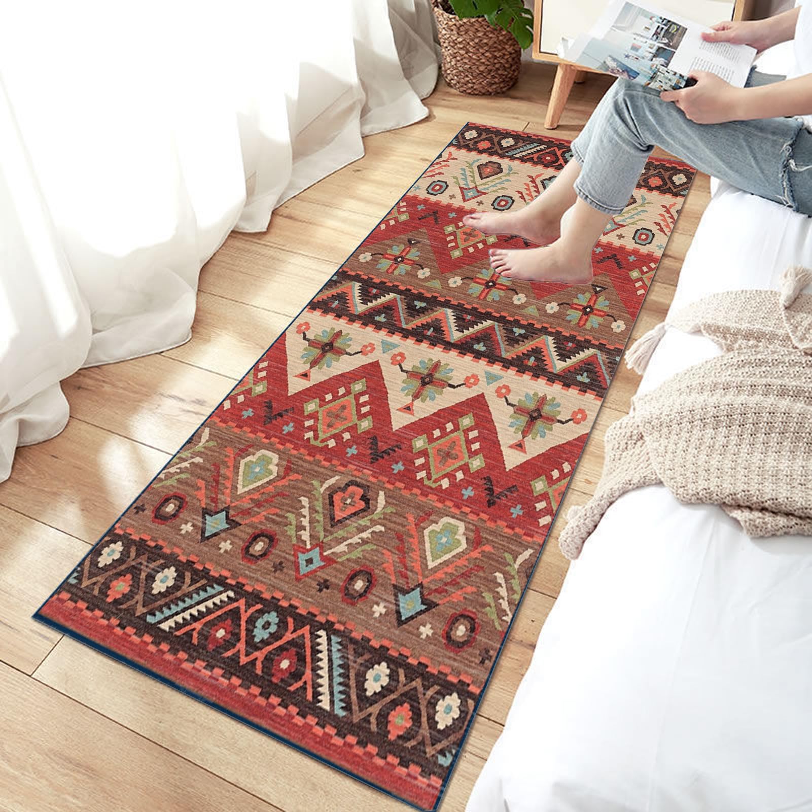 Antiscivolo per tappeti 3 Metri Lavabile Antimacchia Rosso Tappeto Runner Lungo per Corridoio Soggiorno Entrata Casa Cucina da Ingresso Passatoia Multifunzione in Moquette,40X300CM