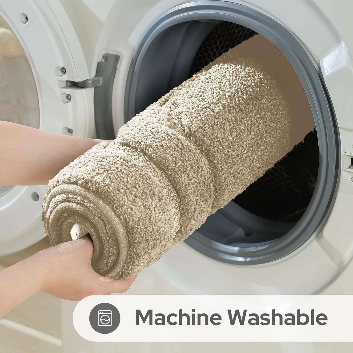 HOMEIDEAS Bathroom Rugs Sets 2 Piece, Extra Soft and Absorbent Microfiber Plush Bath Mat with Non Slip Backing(Beige) - Image 6