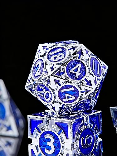 RULE DICE Juego de dados de metal DND D&D Dungeons and Dragons, único juego de dados poliédricos MTG RPG para juegos de rol D y D, dados de metal
