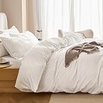JELLYMONI White Grid Tufted Duvet Cover Set Twin Size | For Kids’ Rooms & Guest Rooms，Soft Textured Comfort，Matching Storage Bag，8 Corner Ties & Hidden Zipper，Oeko-Tex Certified