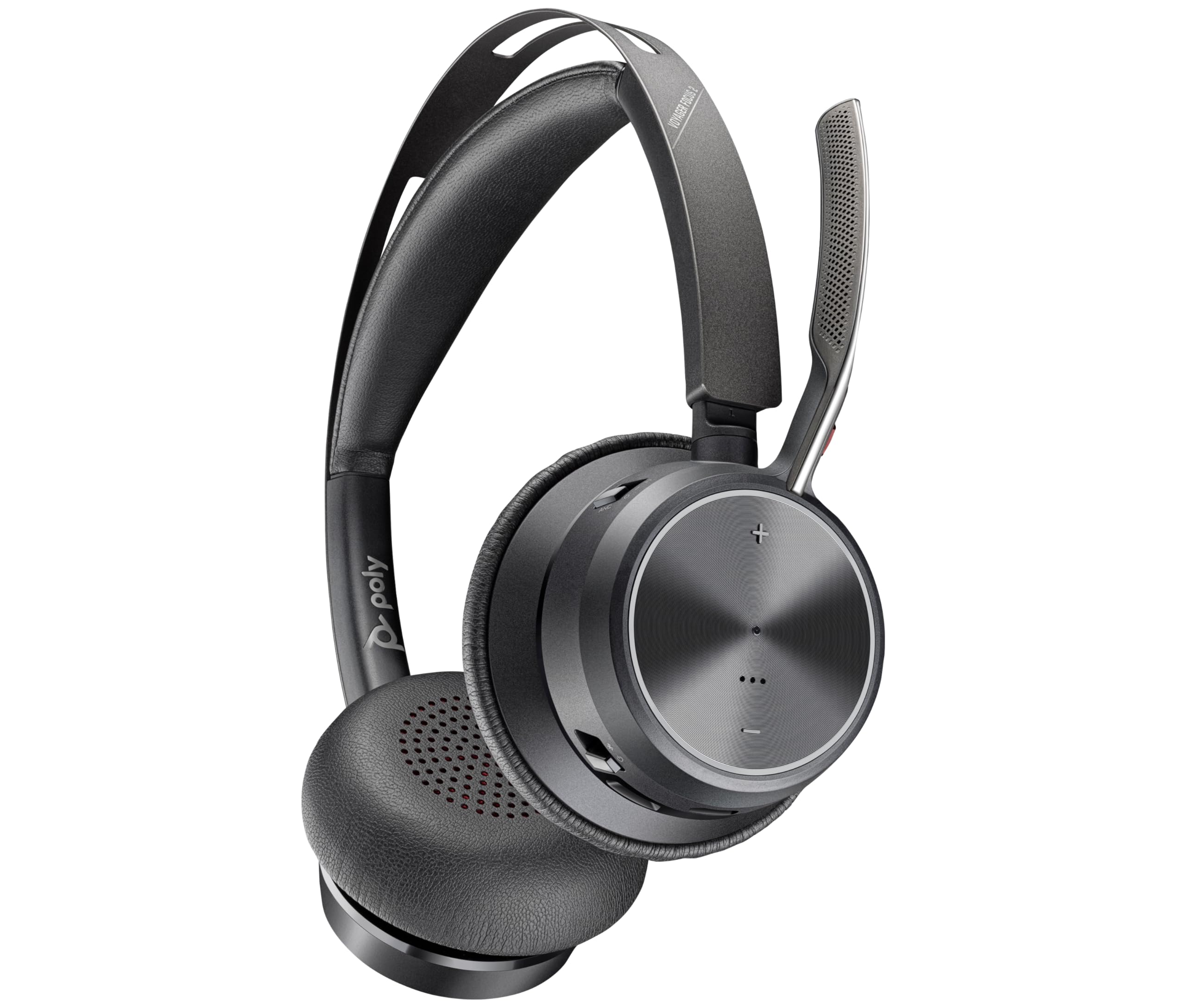 Poly Voyager Focus 2 USB-C Headset und USB-C/A Adapter – Bluetooth, ANC, Acoustic Fence Technologie, bis zu 25 Stunden Sprechzeit, Schwarz