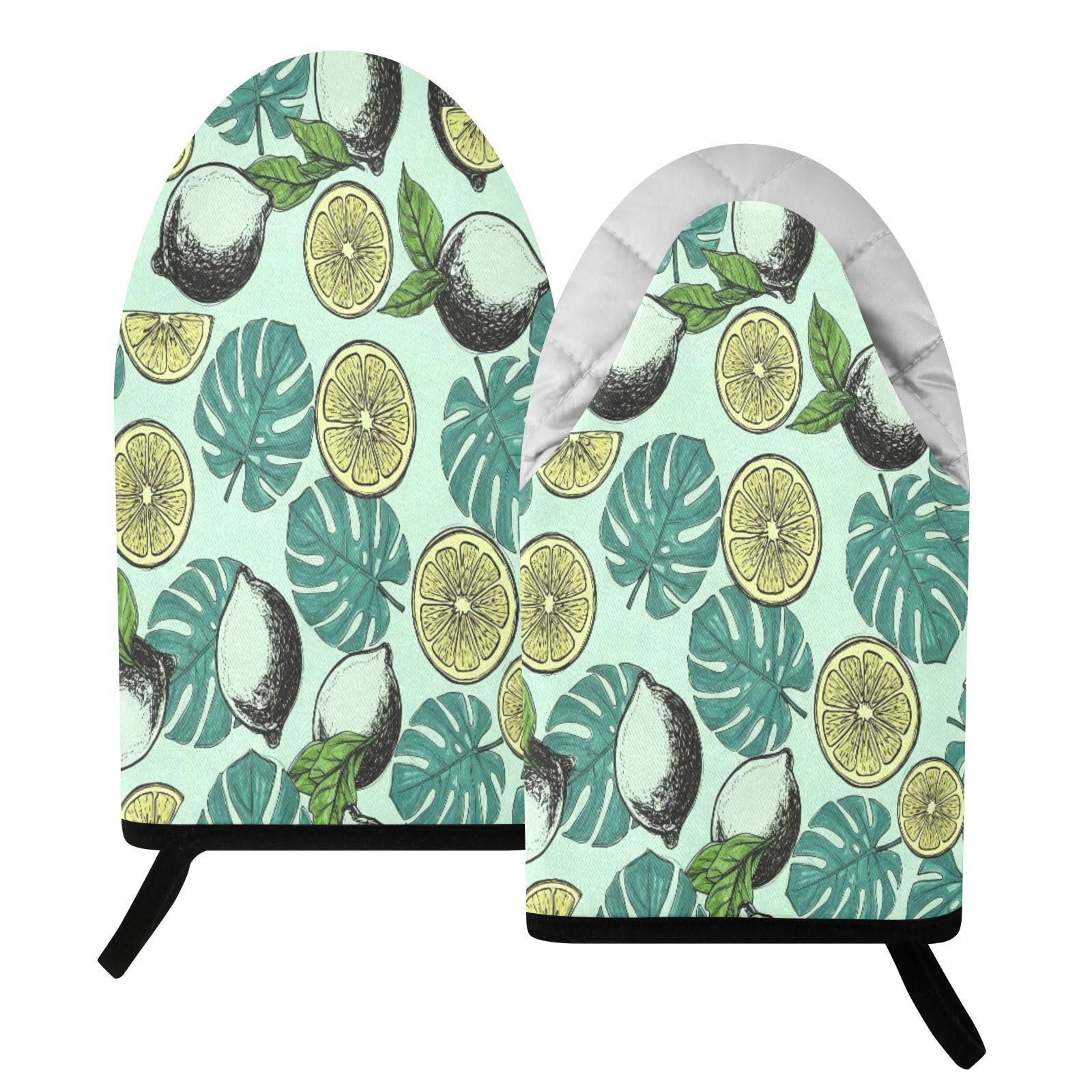 BURSTDDY Palm Leaves Oven Mitt,Heat Resistant Kitchen Mitts for Cooking