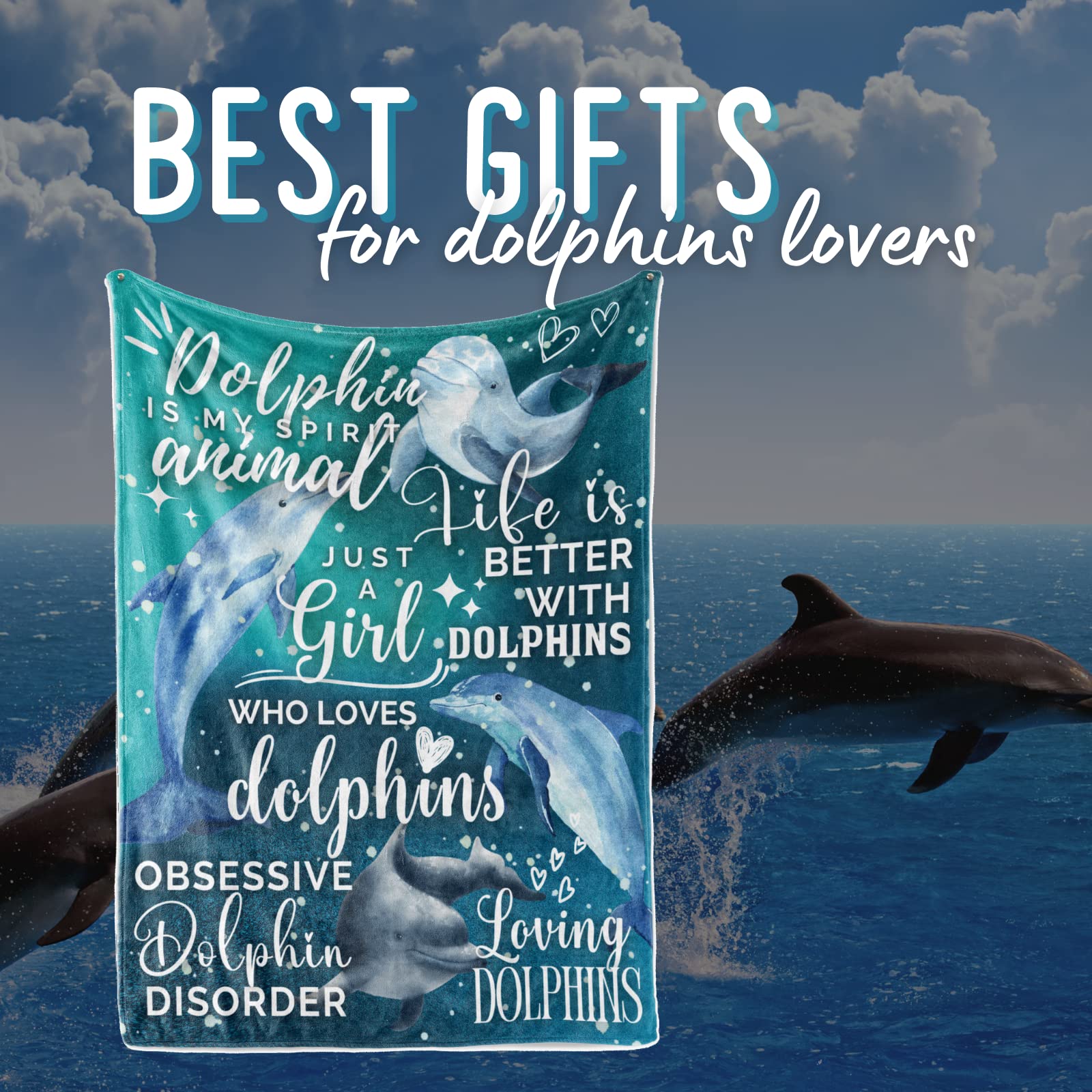 EastSmooth Dolphin Blanket For Bed, Dolphin Throw Blanket For Women Men And Kids Super Soft Plush Dolphin Blanket Throw Queen Size Blanket